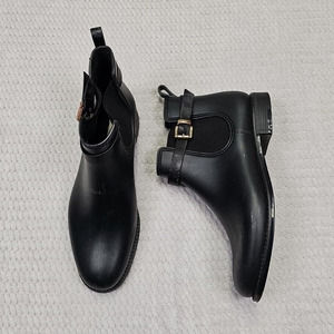 Henry Ferrera Rain Boots Womens 40 Black Ankle Buckle Strap